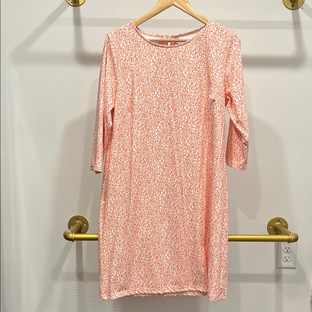 Southern Tide Coral Patterned Long Sleeve Dress